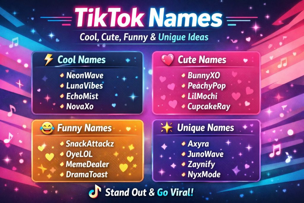 TikTok Names: Cool, Cute & Unique Username Ideas