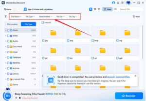 choose files you want to recover 