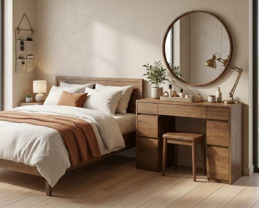 Avoiding Clutter While Positioning Bed and Dressing Table Together